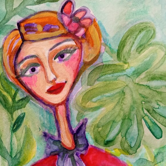 Painting Woman in Red - Picture 2 of 2